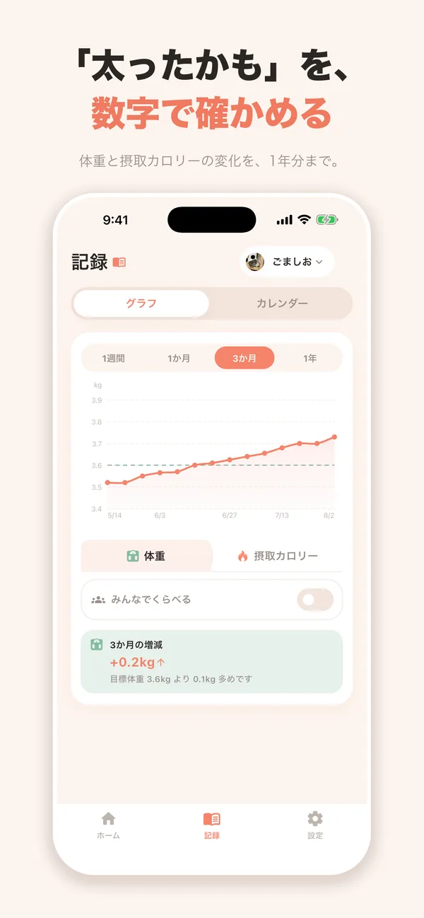 体重とカロリーのグラフ