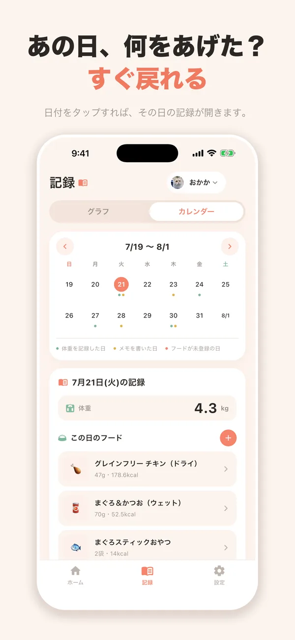 記録のカレンダー